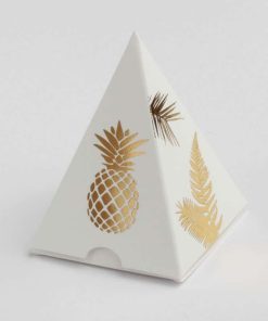 Boite à dragées Exotique Ananas – Mini pyramide – Lot de 10