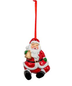 4 RONDS DE SERVIETTE PERE NOEL RESINE RUBAN ROUGE