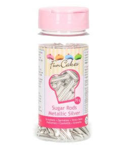 FunCakes Metallic Sugar Rods XL -Silver- 70g