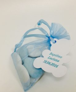Sac à dragées organza – Bleu ciel – Lot de 10