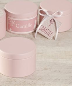 Boite ronde métallique – Rose poudré – H 4.5cm